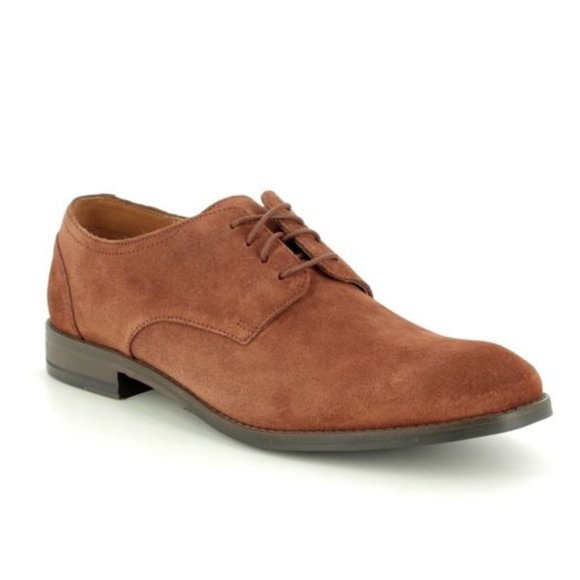 Clarks Shoes - Clarks Flow Plain G Fit Brown Suede Lace Up Oxford Shoes, Sz 9, Dark Academia